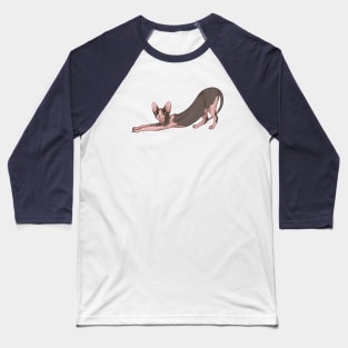 Bicolor Sphynx Cat With Yellow Eyes, Hairless Cat Baseball T-Shirt